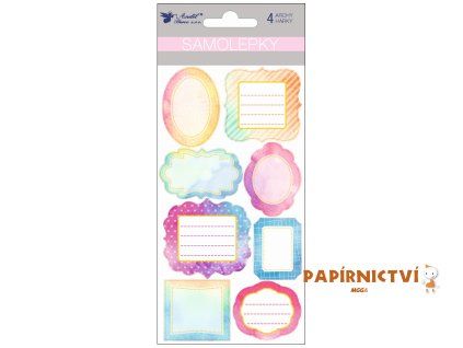 Samolepky popisovací s ražbou 4 archy, 17 x 9 cm IIII