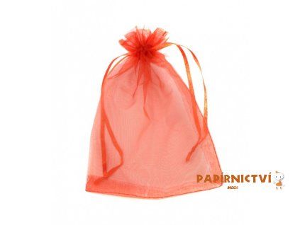 Dárkový sáček - organza 15x23cm červený