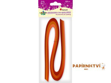 Y-Proužky na quilling, oranžové odstíny, 120ks, 6 mm