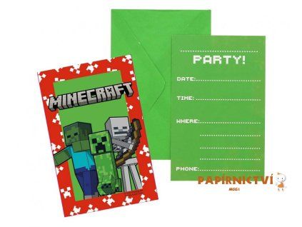 Pozvánky s obálkami Minecraft, 6 ks.