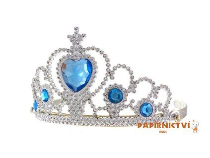 Korunka pro princeznu stříbrná s modrými oblázky