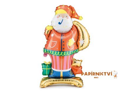 Stojící fóliový balónek Santa Claus, 63x106 cm, mix