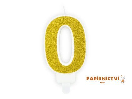Narozeninová svíčka číslo 0, zlatá, 7cm