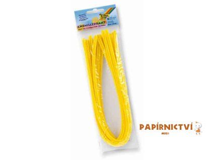 Plyšový drát 50cm, 10ks, 8mm, žlutý