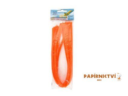 Plyšový drát 50cm, 10ks, 8mm, oranžový