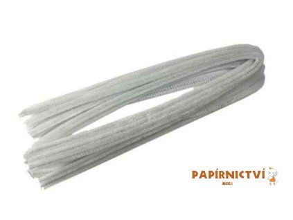 Plyšový drát 50cm, 10ks, 8mm, bílý
