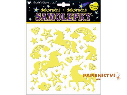 Samolepky svítící ve tmě jednorožci 18 x 18 cm 10261