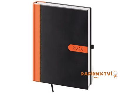 Diář týdenní A5 Bora - černo/oranžová 2026 145x205mm DBO423-2-26