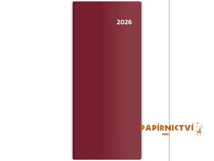 Diář kapesní - Torino měsíční - bordó 2026 77x178mm PT01-03-26