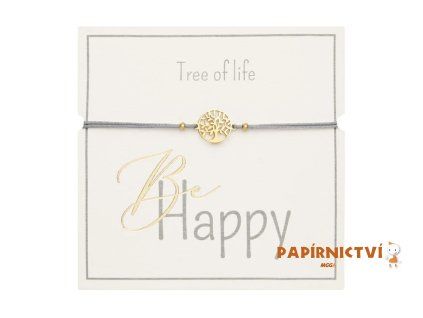 Gifty - Be Happy náramek - g. plated Tree of Life 1042781