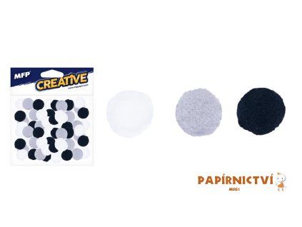Kuličky Pompom 1,5cm/80ks B&W mix 1042290