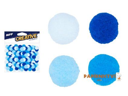 Kuličky Pompom 1cm/120ks modrý mix 1042294