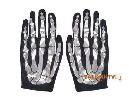Rukavice kostra 22cm stříbrné 1042565