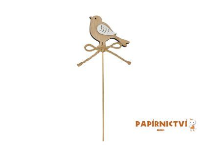 Zápich ptáček dřevo 25cm 2221633