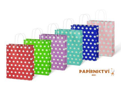 Taška MFP dárková M kraft 210x270x110 puntík mix 5251326