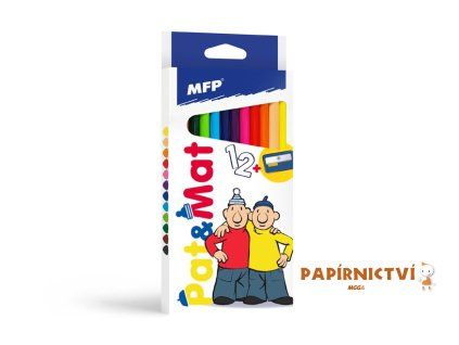 Pastelky MFP 12 ks triangular s ořezávátkem Pat a Mat 5301234