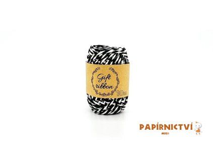 Stuha vázací papír double 10m/2mm bílo-černá 5660274