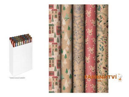 Balicí papír vánoční role 200x70 kraft mix č.  4 5811810