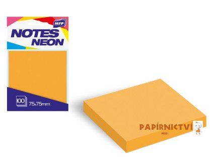 Bloček samolepící 75x75mm 100 listů oranžový neon 7500890