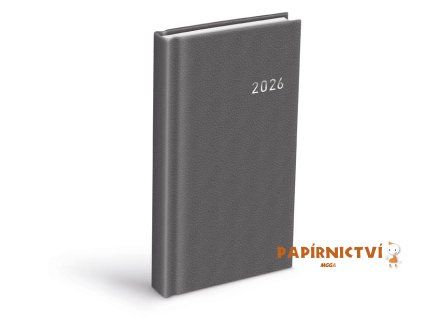 Diář 2026 D802 PVC dark gray 90x170mm 7781494