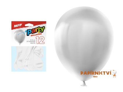 Balónek nafukovací 12ks sáček standard 30cm bílý 8000122