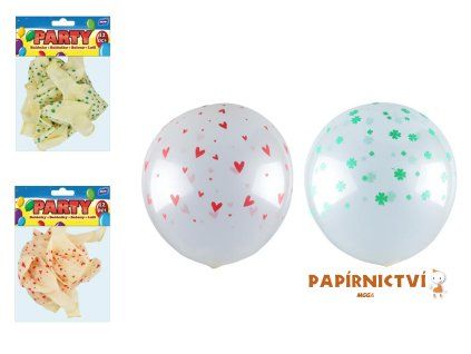Balónek nafukovací 12ks sáček transparent potisk 30cm 8000143