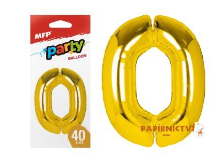 Balónek č. 0 nafukovací fóliový 40 cm - zlatý 8000173