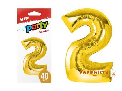 Balónek č. 2 nafukovací fóliový 40 cm - zlatý 8000175