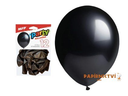 Balónek nafukovací 12ks sáček standard 26cm černý 8000186