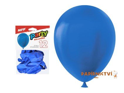 Balónek nafukovací 12ks sáček standard 26cm modrý 8000187