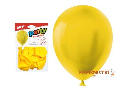Balónek nafukovací 12ks sáček standard 26cm žlutý 8000188