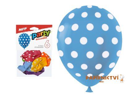 Balónek nafukovací 6ks sáček puntík 30cm mix 8000193
