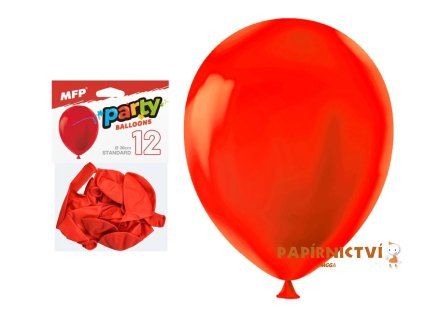 Balónek nafukovací 12ks sáček standard 26cm červený 8000196