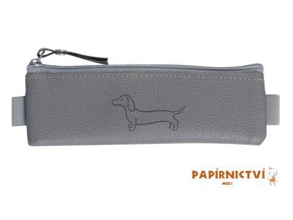 Penál etue mini s gumou na diář Sausage Dog dark gray 20x4cm 8071379