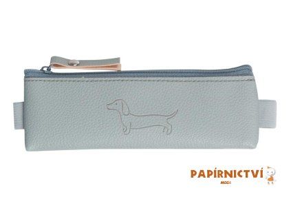 Penál etue mini s gumou na diář  Sausage Dog light gray 20x4cm 8071381