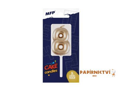 Dortová svíčka MFP balonek č. 8 zlatá 8800122