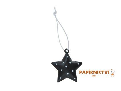Hvězda 3ks plech 4,5cm se závěsem - černý 8885826