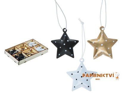 Závěs hvězdy 18ks plech 3,5cm - mix 8885829