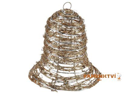 Zvonek ratan zlatý vánoční 20cm R4587 8885932
