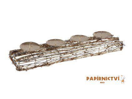 Svícen ratan zlatý vánoční 10x40cm R4016 8885933