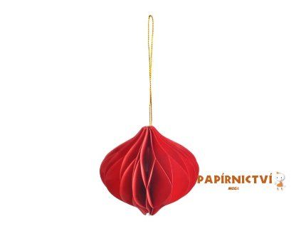 Dekorace skládací baňka 8cm červená pap 8886242