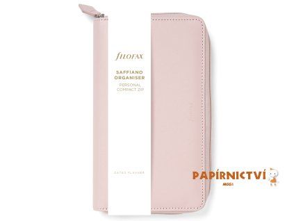 Filofax, Diář Saffiano Zip, Osobní Compact, blush