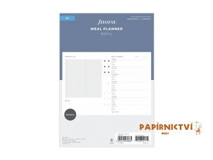 Filofax, Náplň A5, plánování jídla