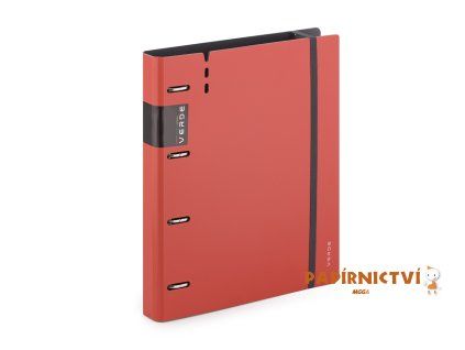 Pořadač A4 pěna 4kroužek D30 VERDE cihlová 2-688