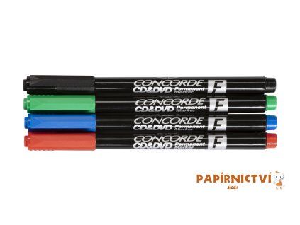 Popisovač CONCORDE CD & DVD, permanentní, 0,5mm, závěs, sada 4ks A65741