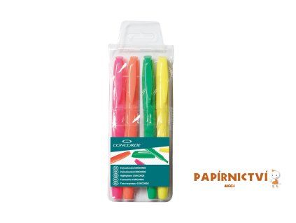 Zvýrazňovač CONCORDE, zkosený hrot 1-4mm, závěs, sada 4ks A65698