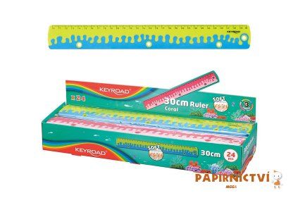 Pravítko KEYROAD 30cm, Coral, asort A655