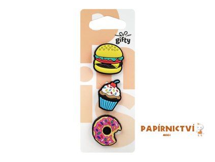 Gifty - Silikonová sada 3 pinů fast food
