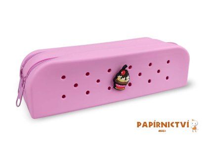 Gifty - Dvojitý silikonový penál růžový + 1 pin zdarma