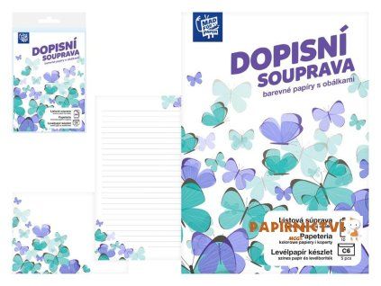 Dopisní papír barevný LUX 5+10 (Motýlci)